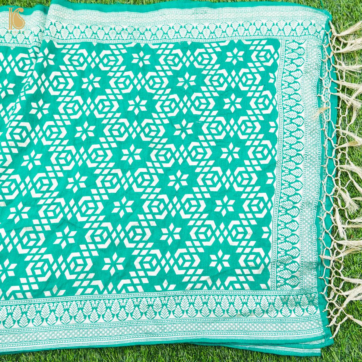 Persian Green Pure Moonga Silk Banarasi Stole - Khinkhwab