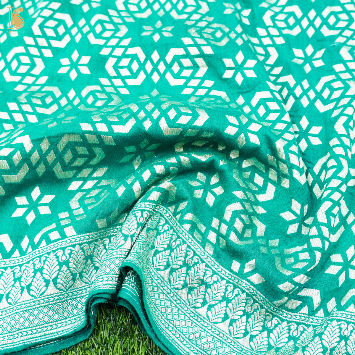 Persian Green Pure Moonga Silk Banarasi Stole - Khinkhwab