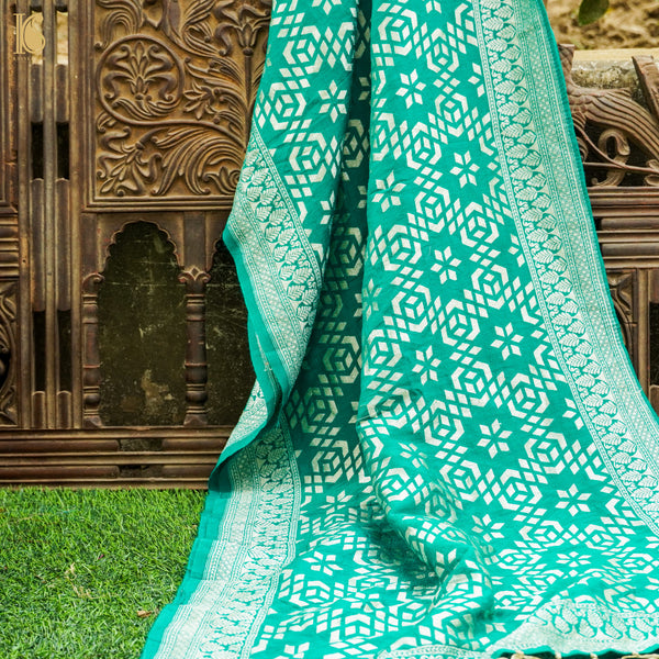 Persian Green Pure Moonga Silk Banarasi Stole - Khinkhwab