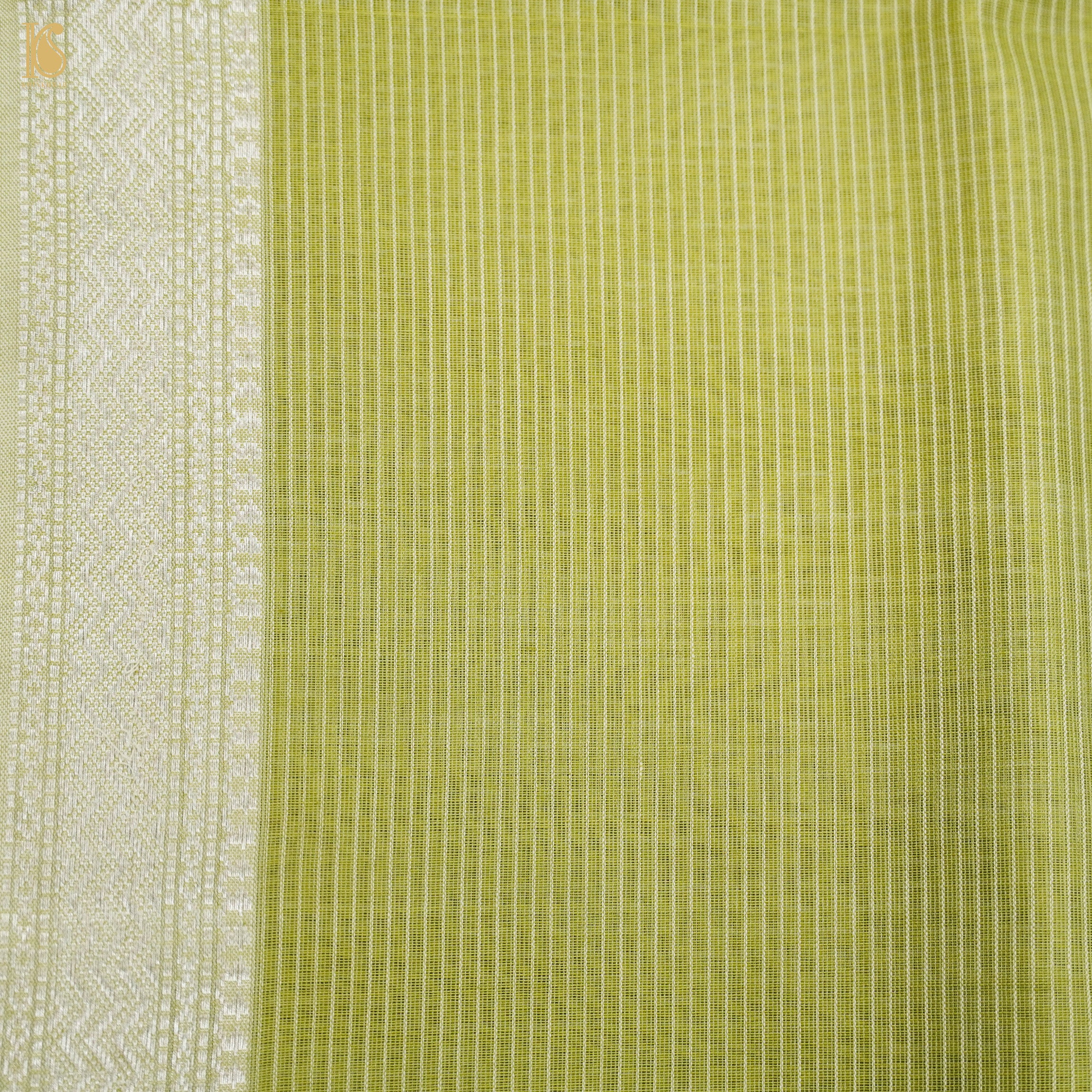 Gimblet Green Handwoven Pure Cotton Silk Maheshwari Saree - Khinkhwab