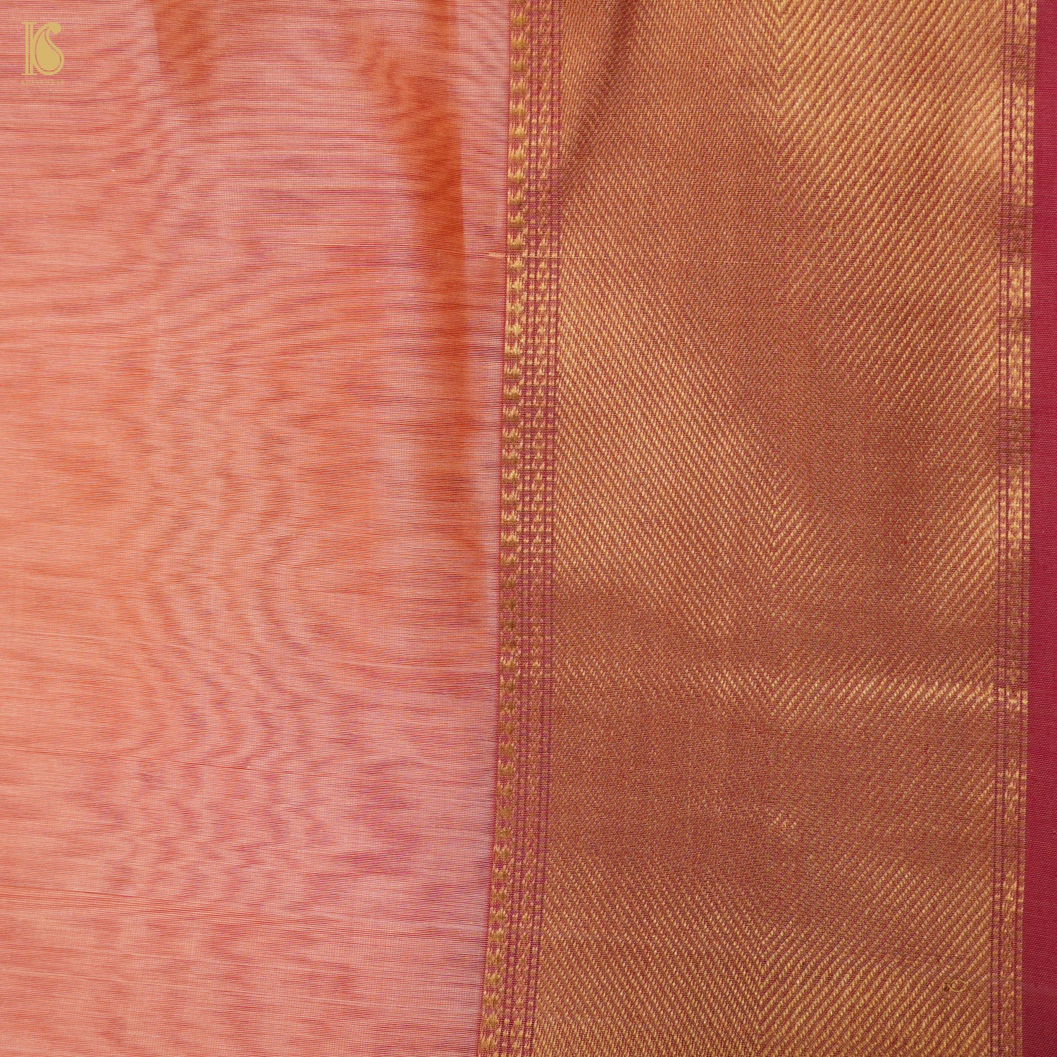 Orange Handwoven Pure Cotton Silk Maheshwari Saree - Khinkhwab