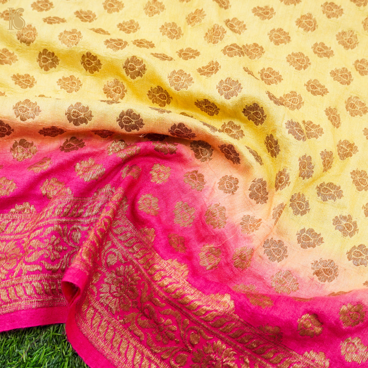 Tricolor Pure Moonga Silk Banarasi Stole - Khinkhwab