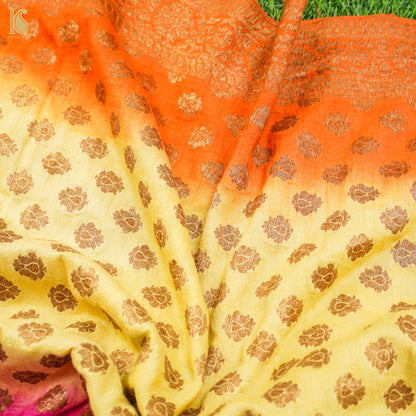 Tricolor Pure Moonga Silk Banarasi Stole - Khinkhwab