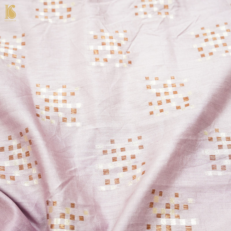 Melanie Pink Pure Cotton Silk Banarasi Fabric - Khinkhwab