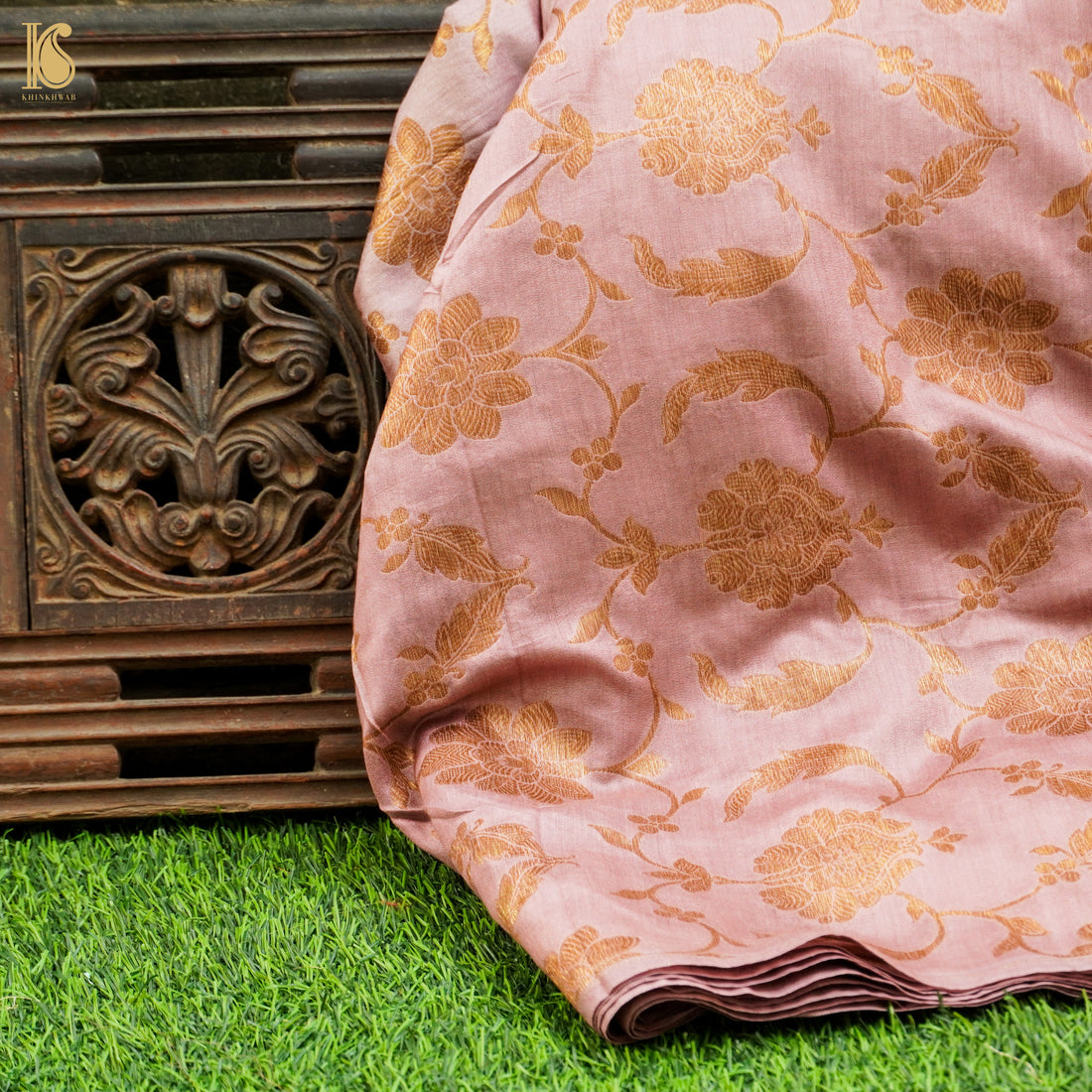 Mauve Pure Cotton Silk Banarasi Fabric - Khinkhwab