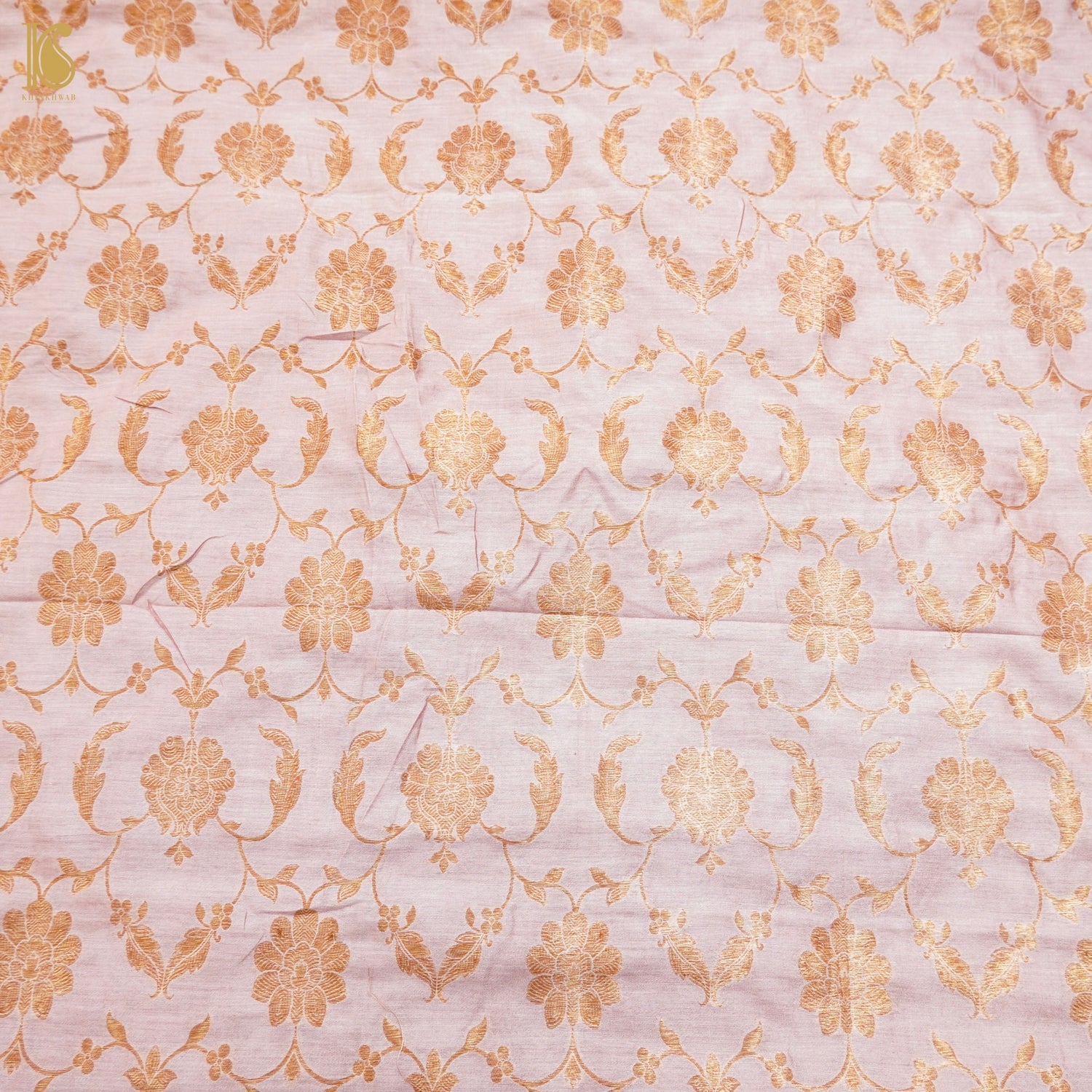 Mauve Pure Cotton Silk Banarasi Fabric - Khinkhwab