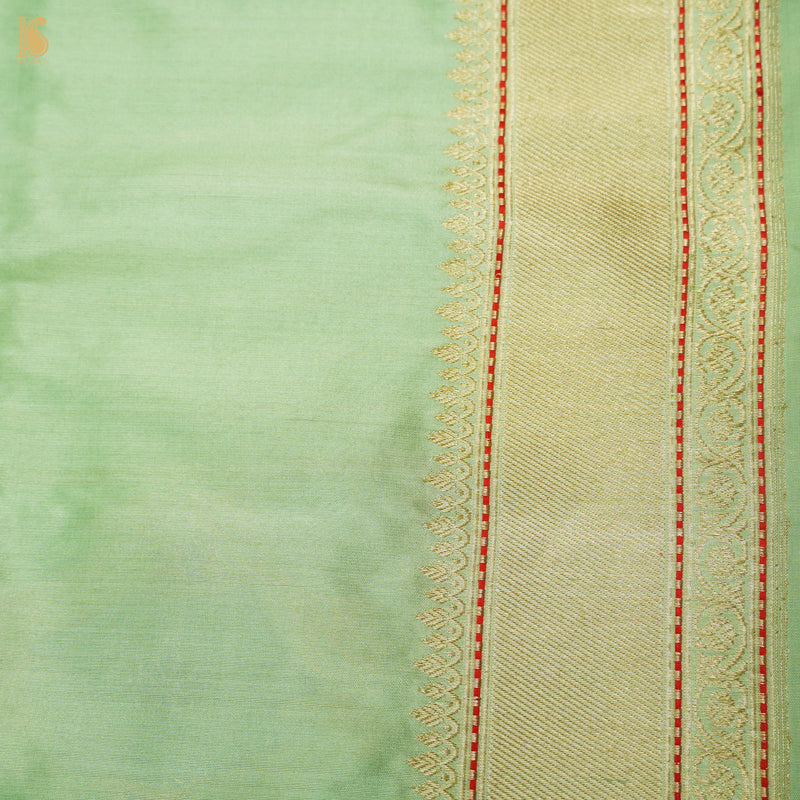 Sprout Green Handloom Banarasi Pure Katan Silk Rangkat Kadwa Saree - Khinkhwab