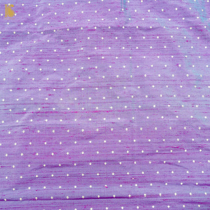 Blue &amp; Purple Pure Raw Silk Banarasi Blouse Fabric - Khinkhwab
