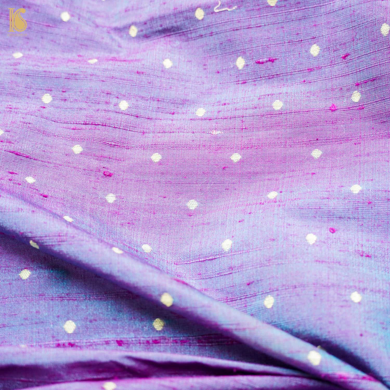 Blue &amp; Purple Pure Raw Silk Banarasi Blouse Fabric - Khinkhwab