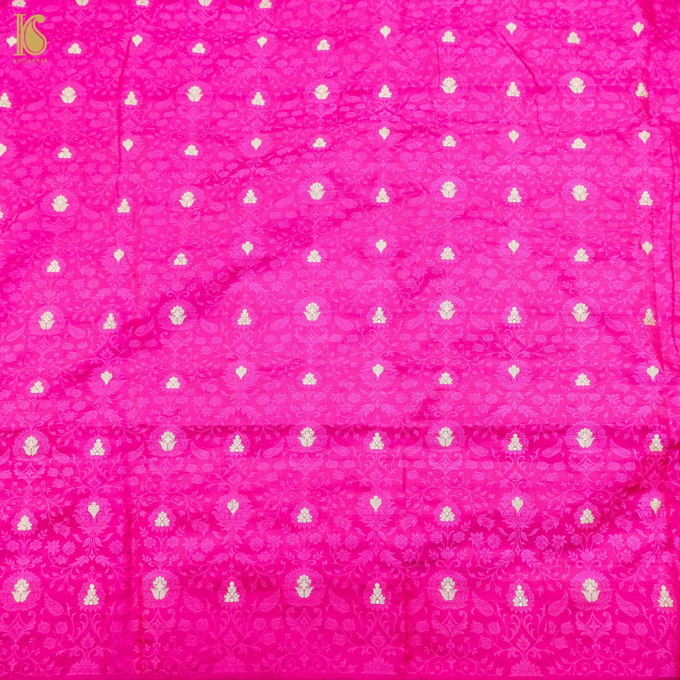 Pink Pure Banarasi Silk Handwoven Tanchui Fabric - Khinkhwab