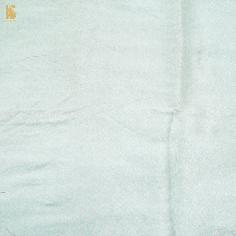 Pastel Green Pure Moonga Silk Handloom Banarasi Fabric - Khinkhwab