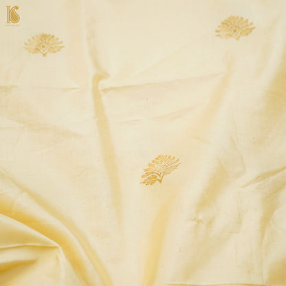 Beige Gold Pure Katan Silk Banarasi Fabric - Khinkhwab