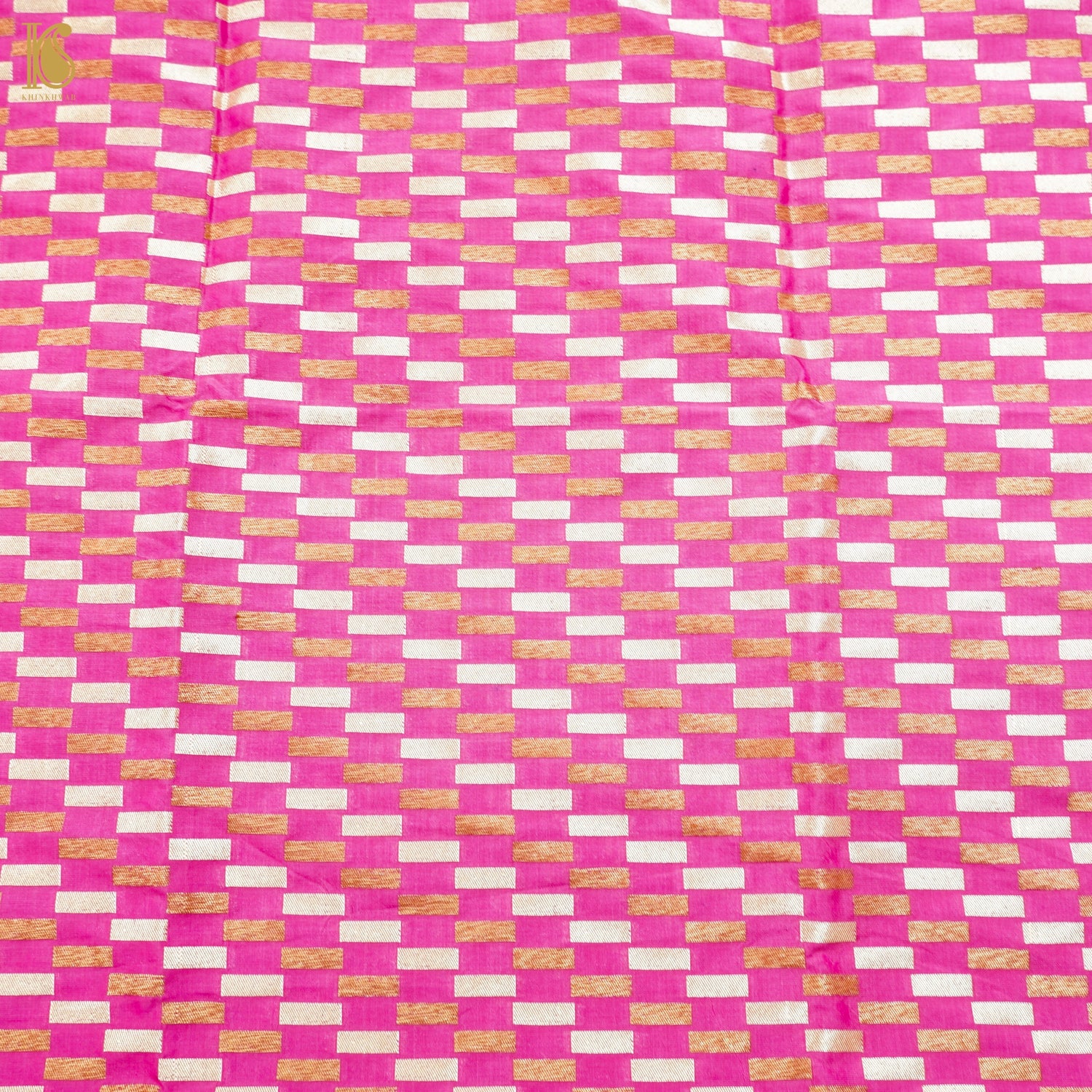 Hot Pink Pure Katan Silk Banarasi Fabric - Khinkhwab