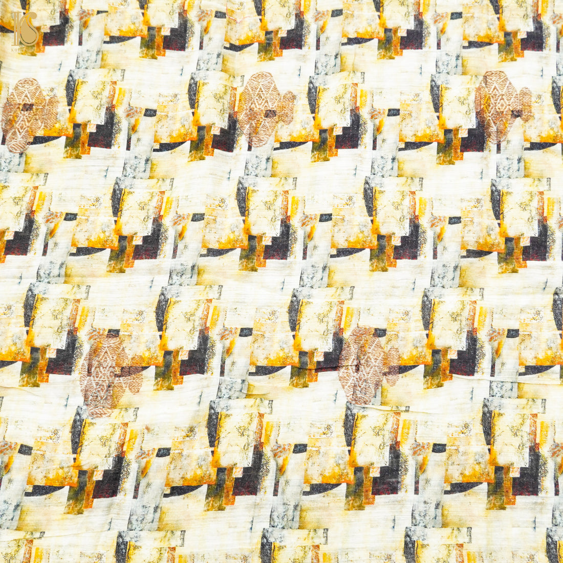 Lemon Yellow Pure Linen Silk Handloom Banarasi Fabric - Khinkhwab