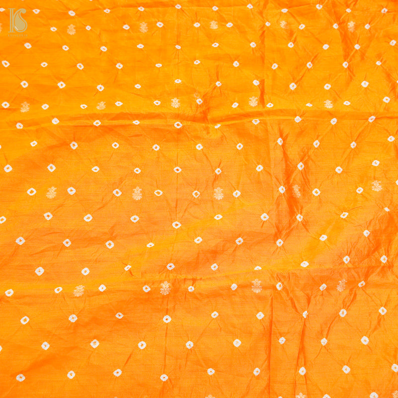 Orange Pure Chiniya Silk Banarasi Bandhani Fabric - Khinkhwab