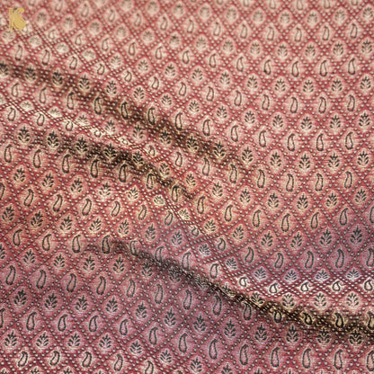 Brown Pure Katan Silk Banarasi Brocade Fabric - Khinkhwab
