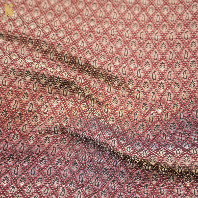 Brown Pure Katan Silk Banarasi Brocade Fabric - Khinkhwab