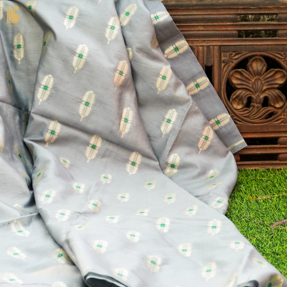 Zumthor Blue Pure Cotton Silk Banarasi Fabric - Khinkhwab