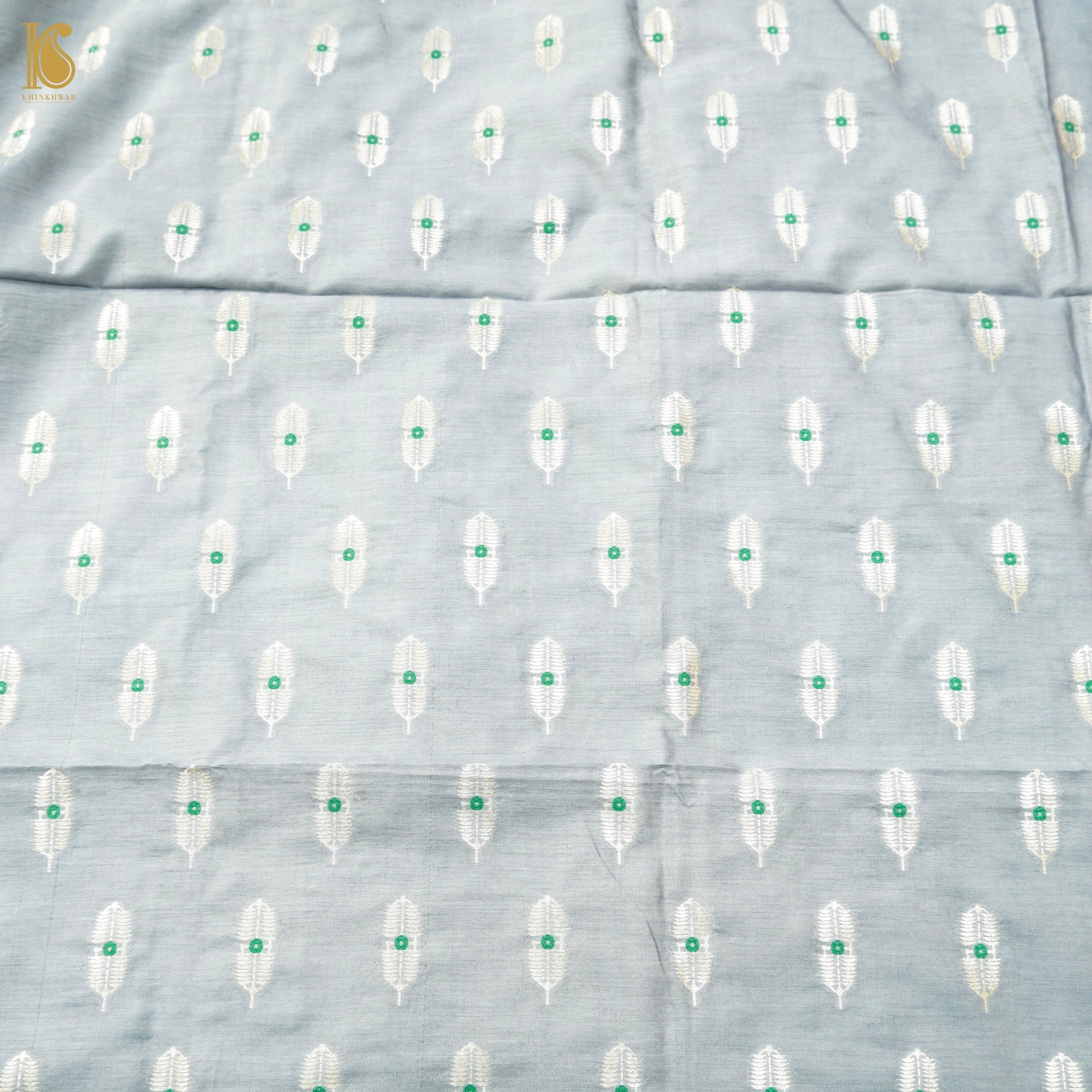 Zumthor Blue Pure Cotton Silk Banarasi Fabric - Khinkhwab