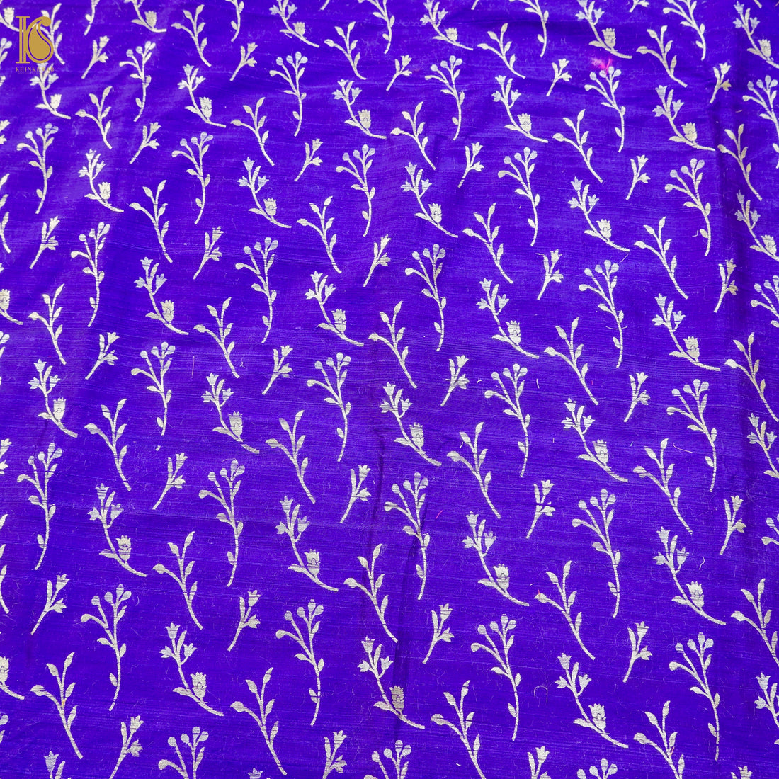 Royal Blue Pure Raw Silk Banarasi Fabric - Khinkhwab