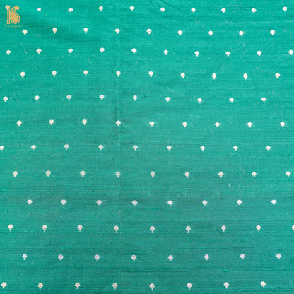 Green Pure Raw Silk Banarasi Fabric - Khinkhwab