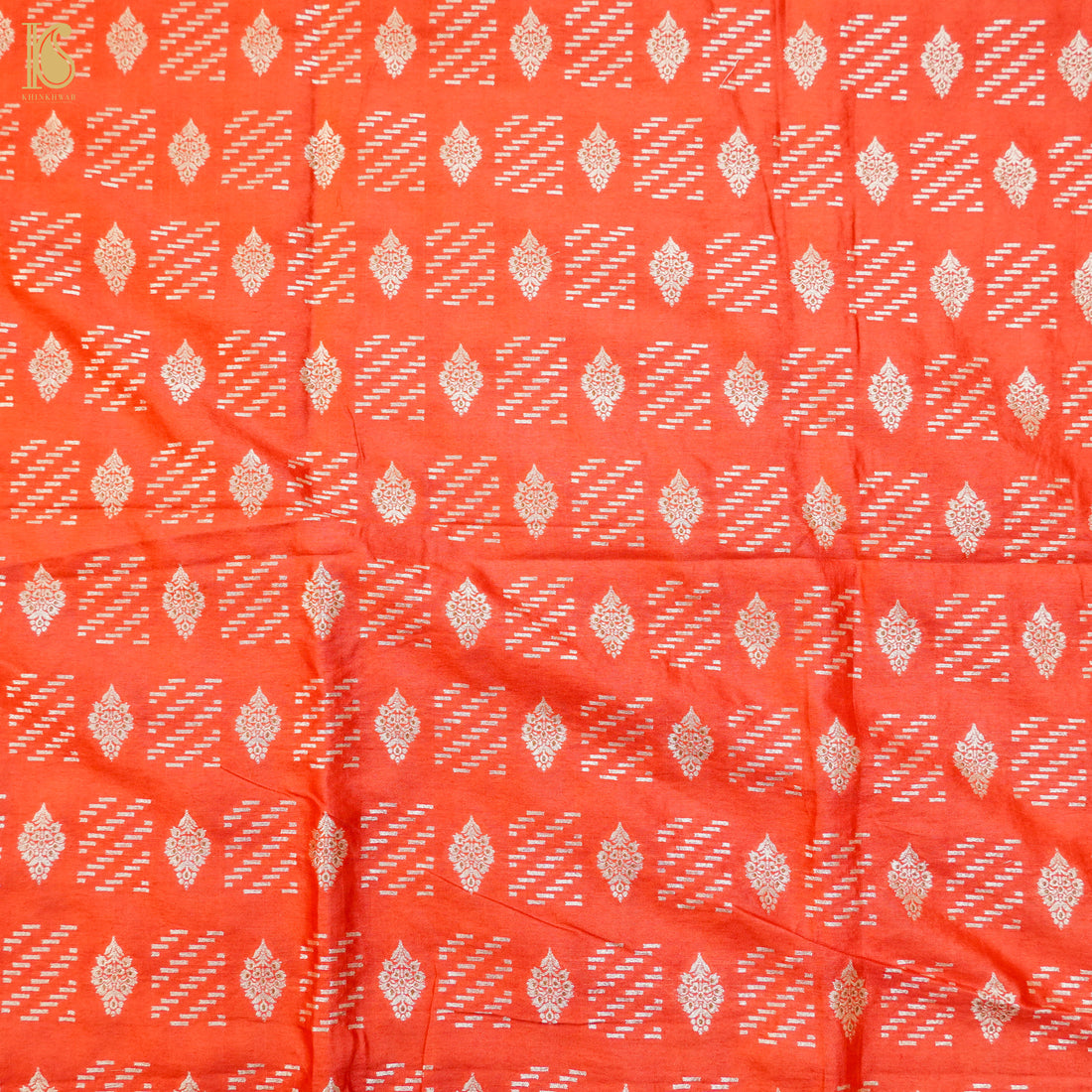 Red Pure Cotton Silk Banarasi Fabric - Khinkhwab