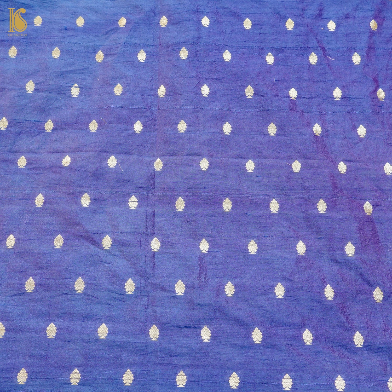 Blue Pure Raw Silk Banarasi Fabric - Khinkhwab