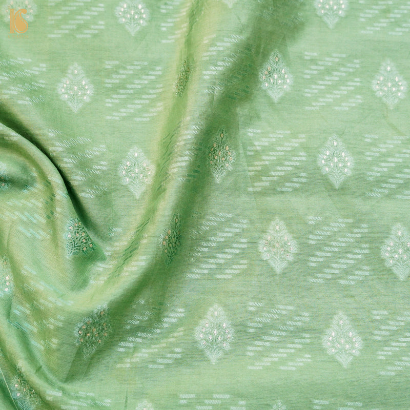 Green Pure Cotton Silk Banarasi Fabric - Khinkhwab
