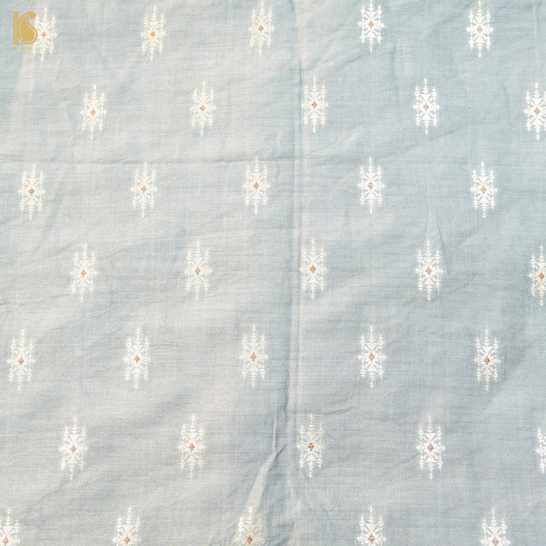 Regent Grey Pure Cotton Silk Banarasi Fabric - Khinkhwab