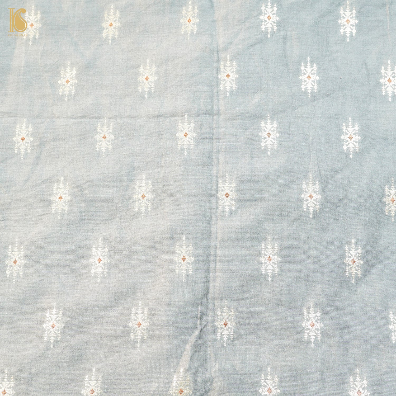 Regent Grey Pure Cotton Silk Banarasi Fabric - Khinkhwab