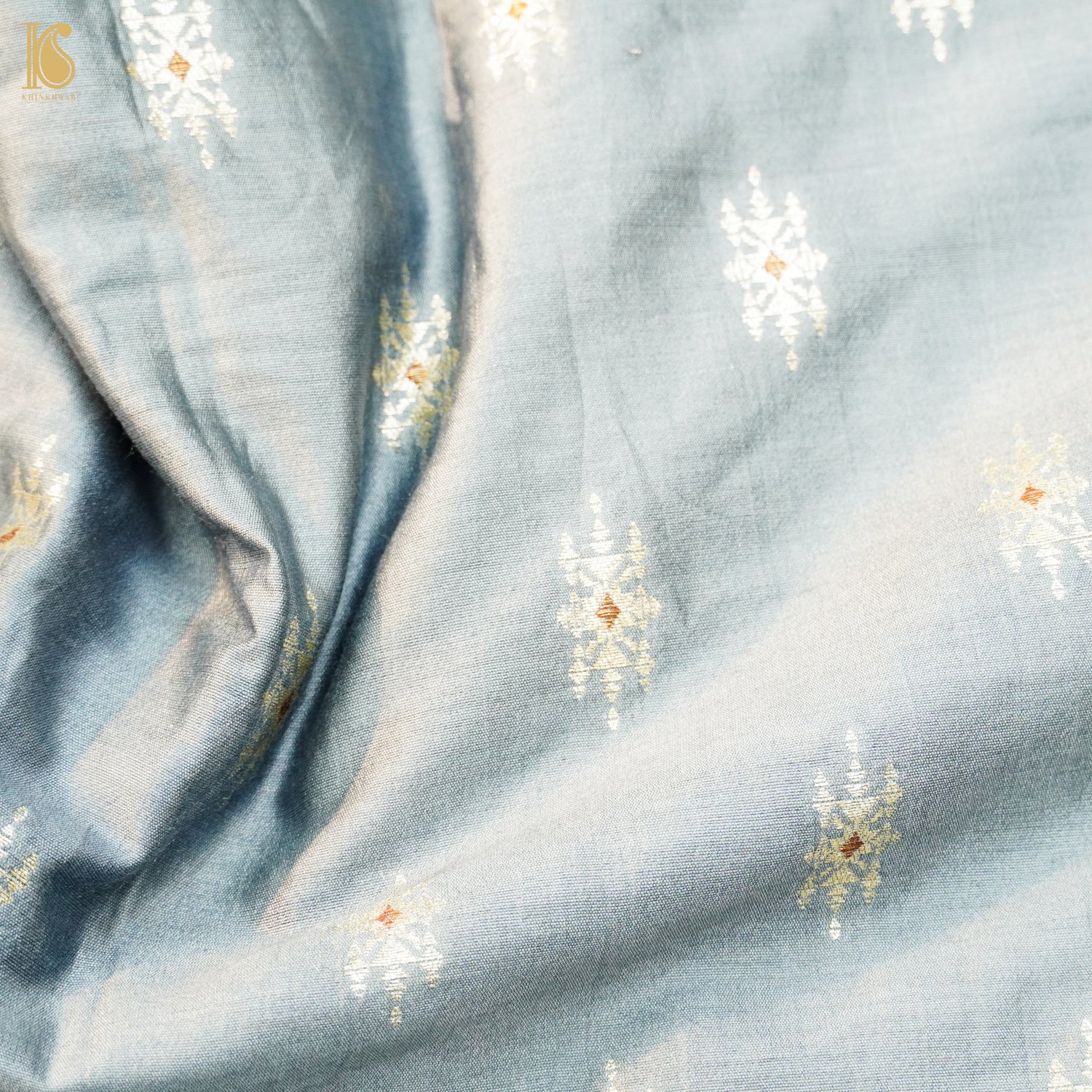 Regent Grey Pure Cotton Silk Banarasi Fabric - Khinkhwab