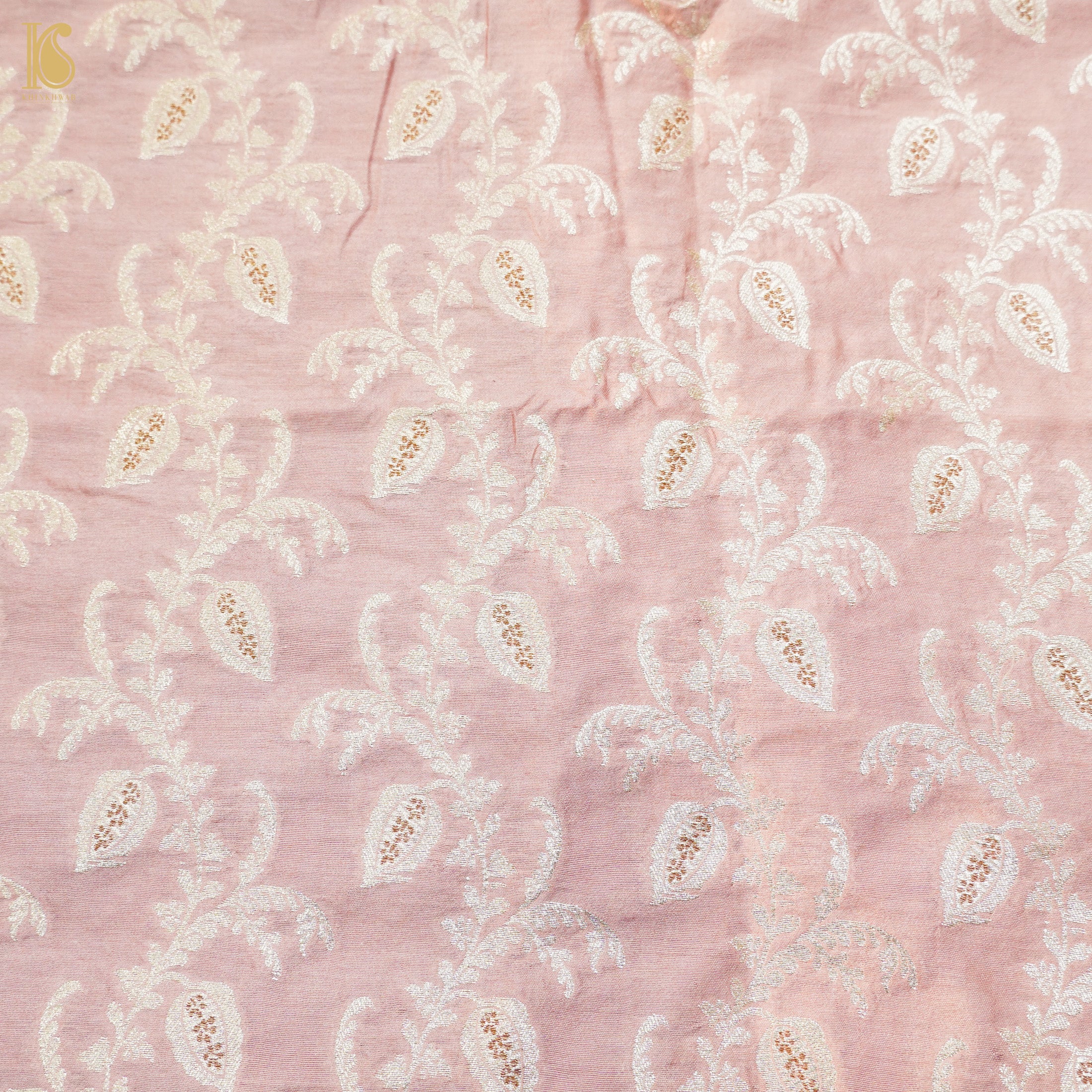 Onion Pink Pure Cotton Silk Banarasi Fabric - Khinkhwab