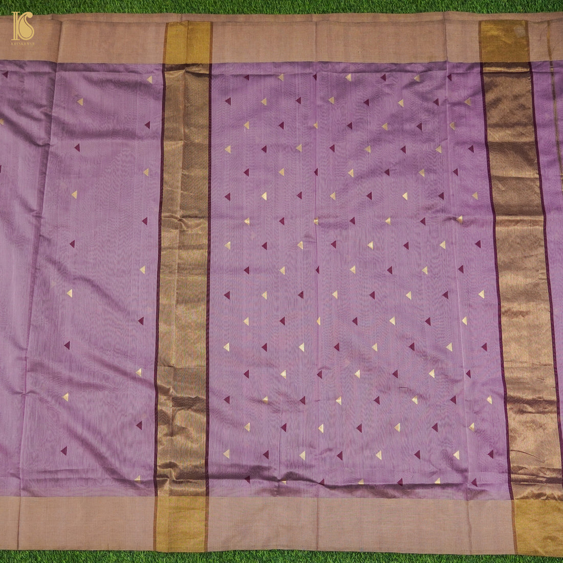 Purplish Pink Handwoven Pure Cotton Silk Maheshwari Saree - Khinkhwab