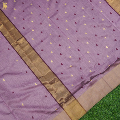 Purplish Pink Handwoven Pure Cotton Silk Maheshwari Saree - Khinkhwab