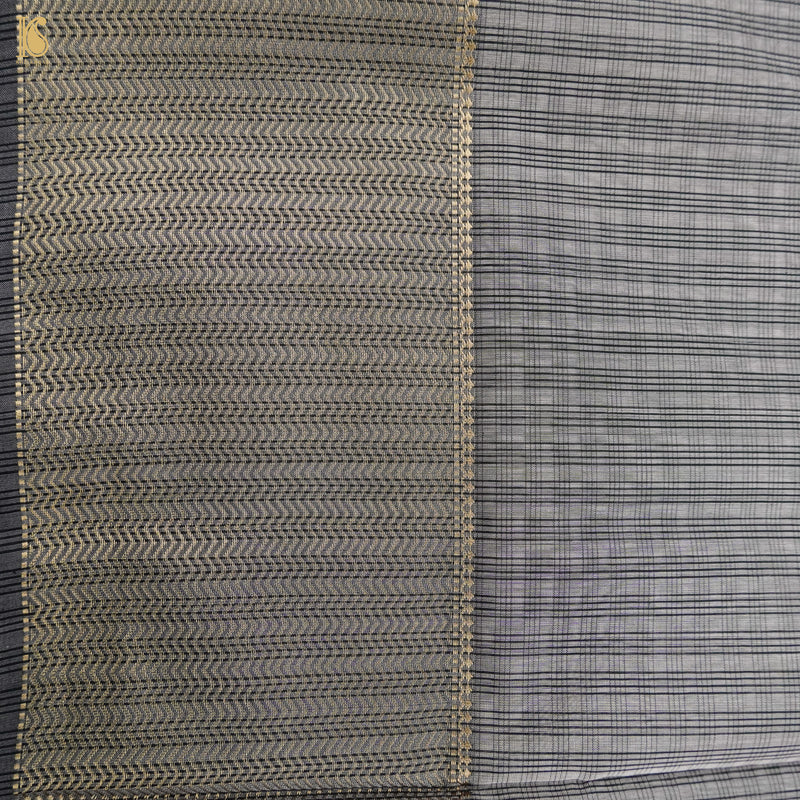 Grey Handwoven Pure Cotton Silk Maheshwari Saree - Khinkhwab