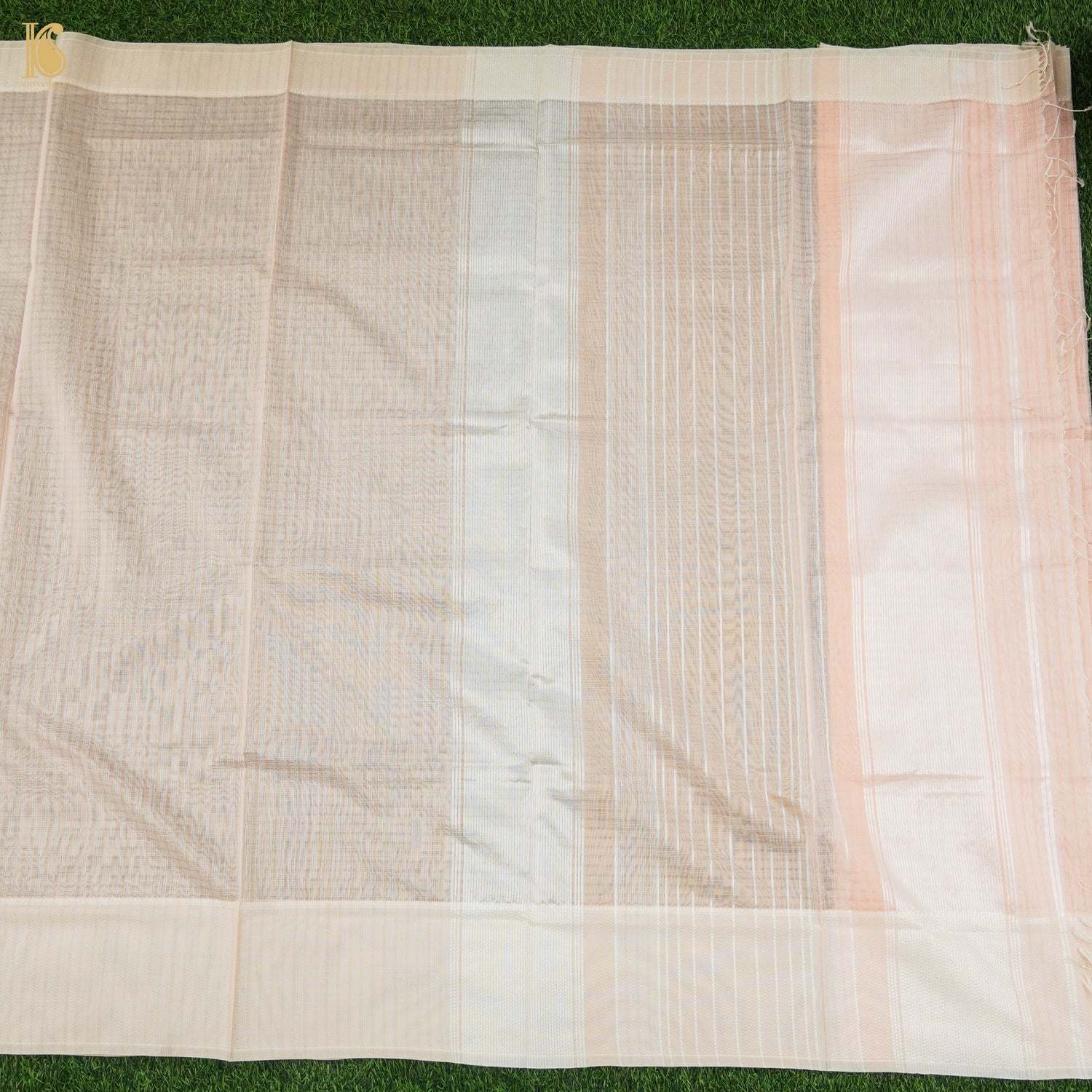 Dawn Pink Handwoven Pure Cotton Silk Maheshwari Saree - Khinkhwab