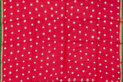 Crimson Red Pure Moonga Silk Handloom Bandhani Banarasi Fabric - Khinkhwab