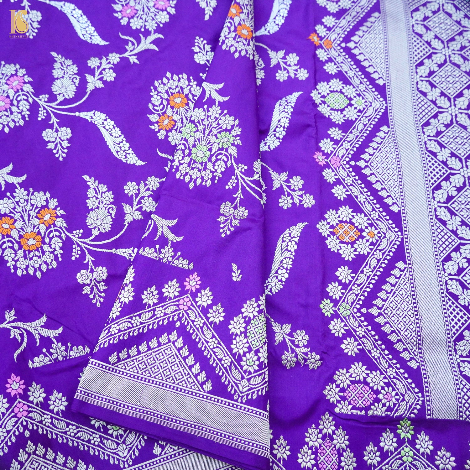 Black Pure Katan Silk Banarasi Handloom Fabric - Tilfi