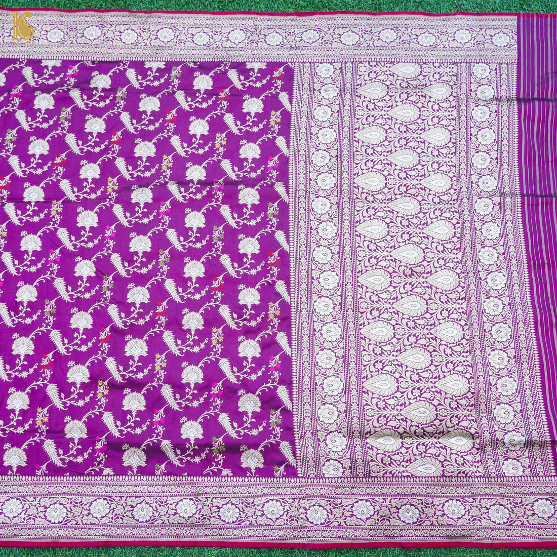 Seance Purple Handloom Banarasi Pure Katan Silk Kadwa Saree - Khinkhwab