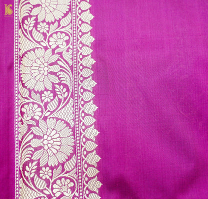 Red Violet Handloom Banarasi Pure Katan Silk Kadwa Jaal Saree - Khinkhwab