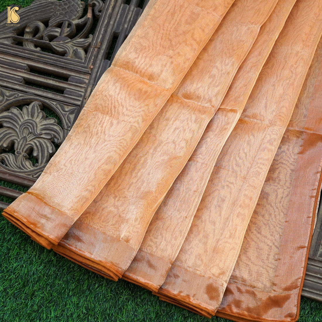 Tacao Orange Pure Tissue Silk Handwoven Banarasi Saree - Khinkhwab