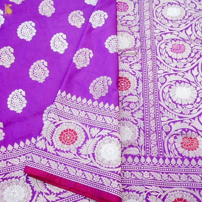Purple Handloom Banarasi Pure Katan Silk Kadwa Saree - Khinkhwab