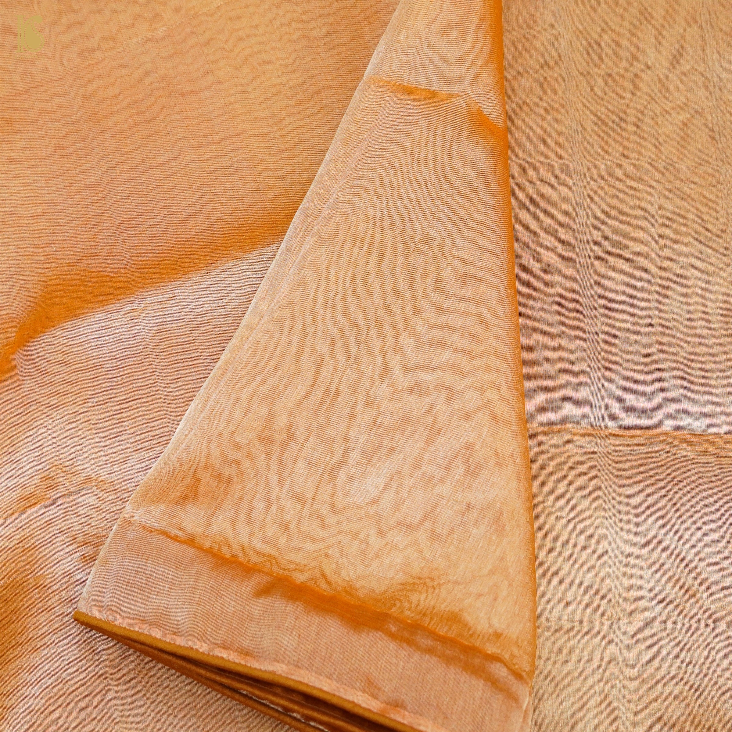 Tacao Orange Pure Tissue Silk Handwoven Banarasi Saree - Khinkhwab