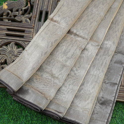 Cloud Grey Pure Tissue Silk Handwoven Banarasi Saree - Khinkhwab