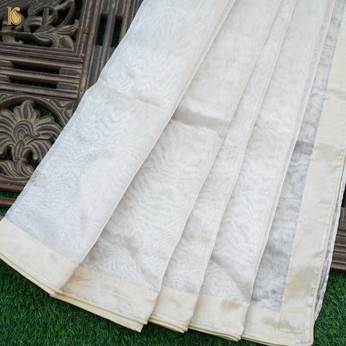 Silver Pure Tissue Silk Handwoven Banarasi Saree - Khinkhwab