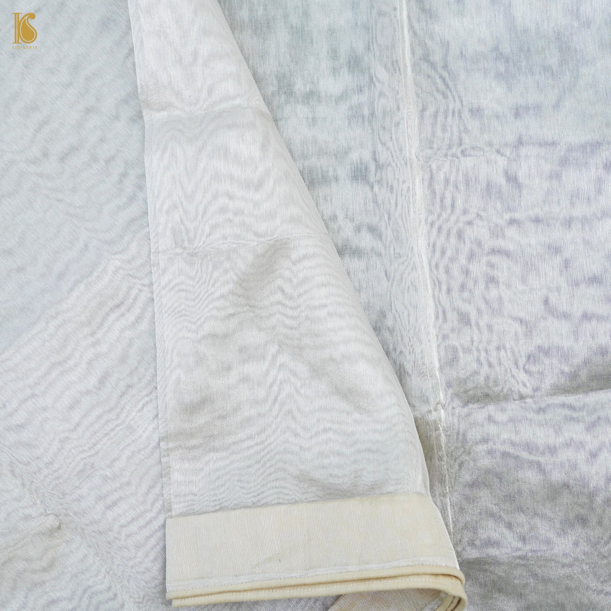 Silver Pure Plain Tissue Silk Handwoven Banarasi Saree – Khinkhwab