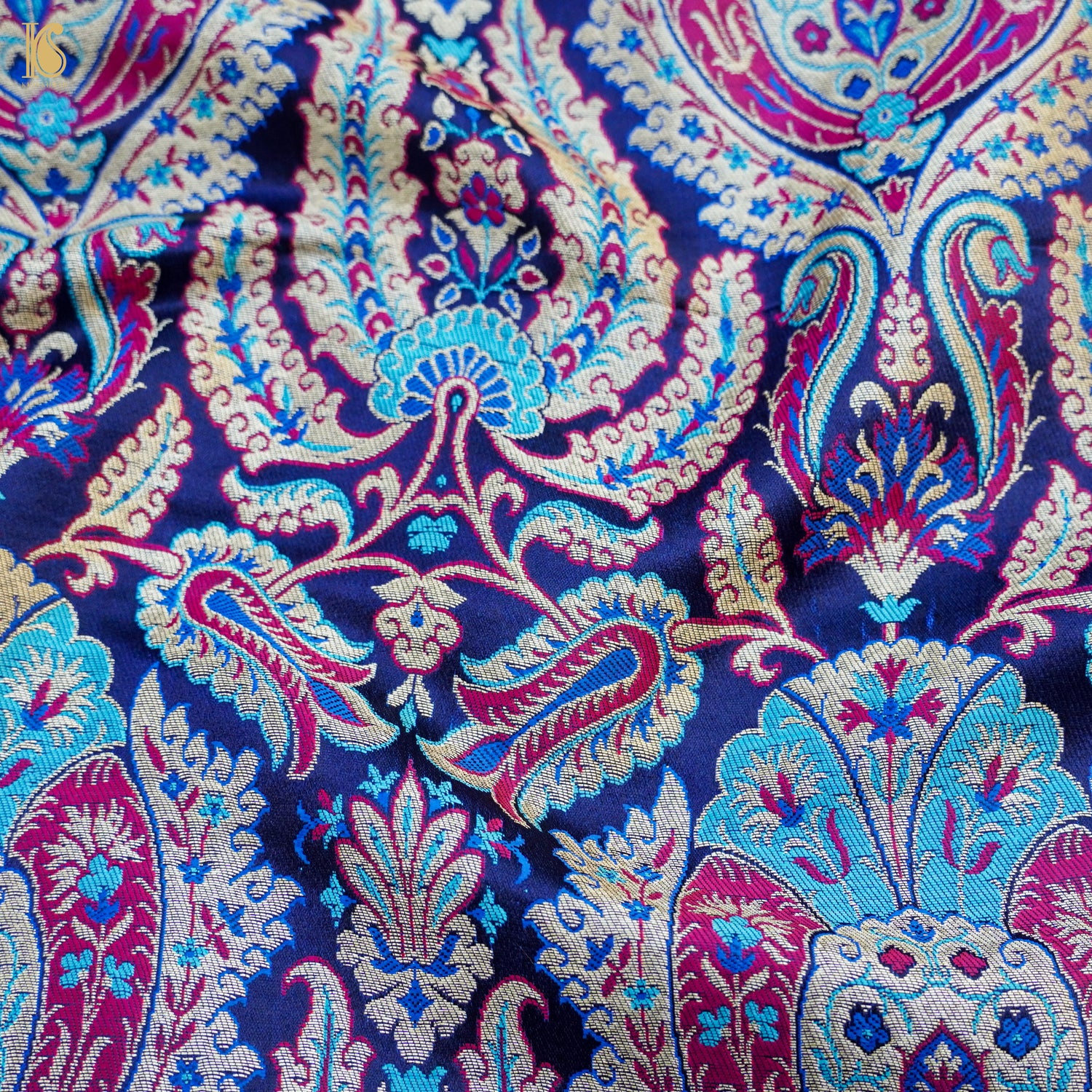 Resolution Blue Kinkhab / Kimkhab Brocade Banarasi Fabric - Khinkhwab