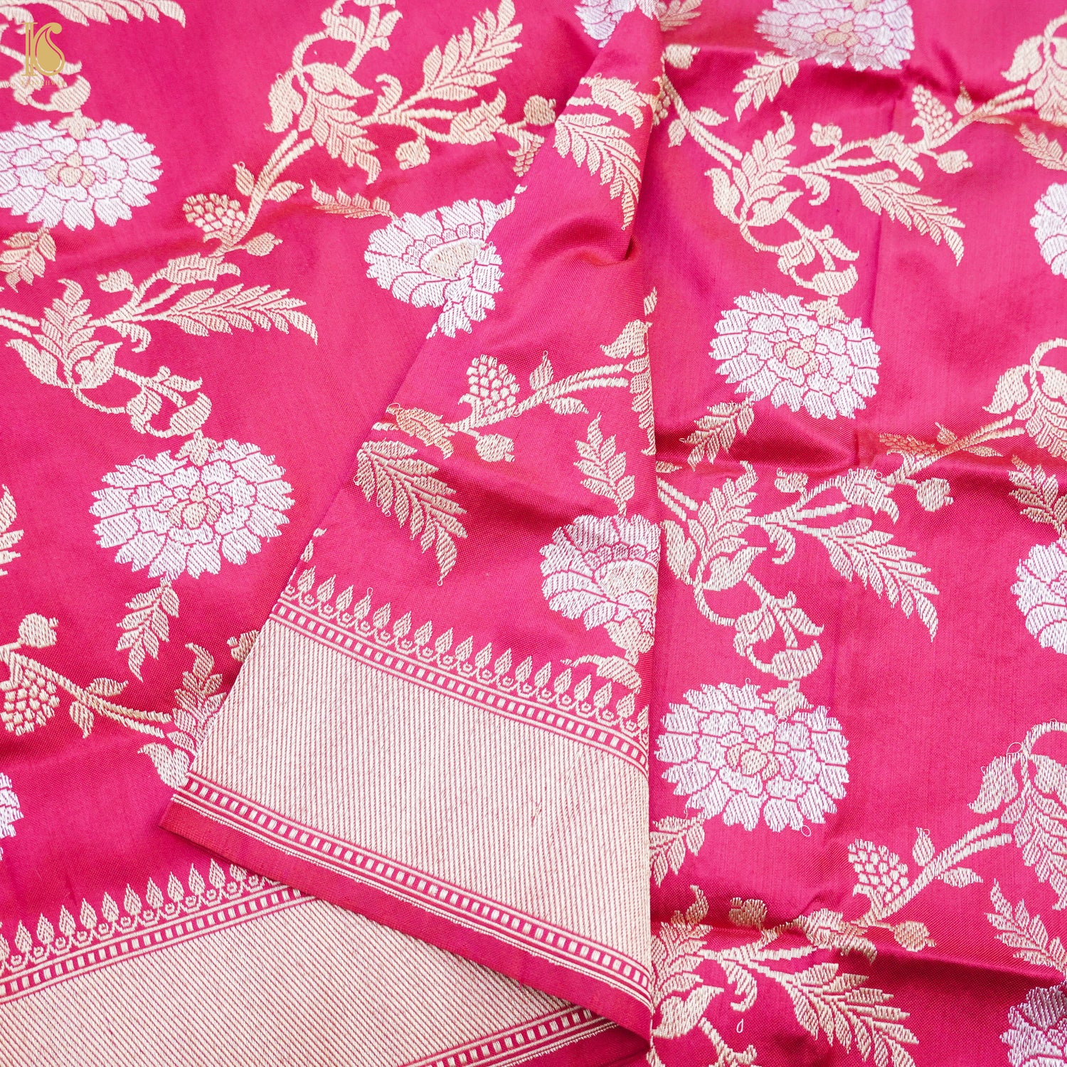 Pink Handwoven Pure Katan Silk Banarasi Kadwa Dupatta - Khinkhwab