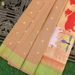 Pure Cotton Handwoven Paithani Cow Saree - Khinkhwab