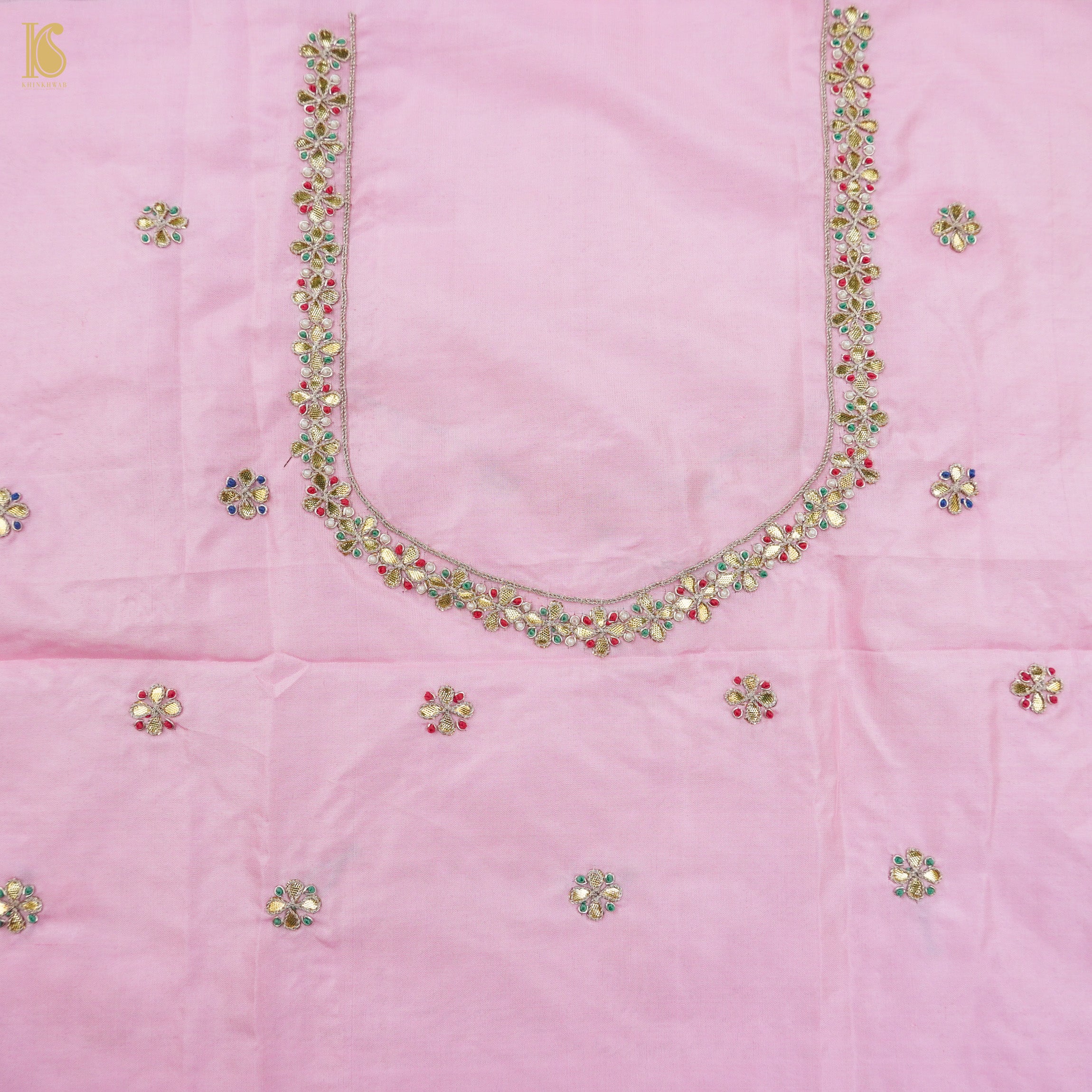 Twilight Pink Handwoven Banarasi Silk Mor Boota Embroidery Border Kadwa Saree - Khinkhwab